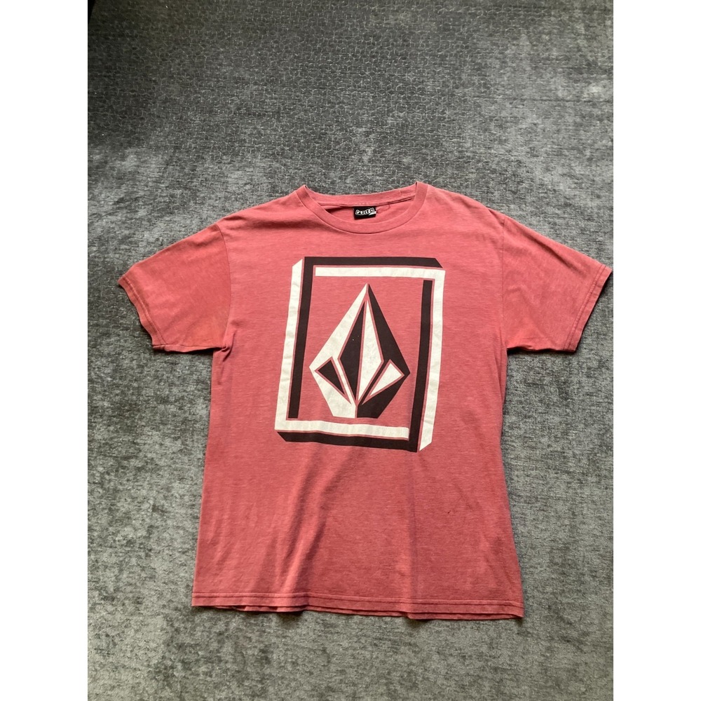Volcom Skateboard T-Shirt Mens Medium Coral Pink Stone Graphic Print Crew Neck